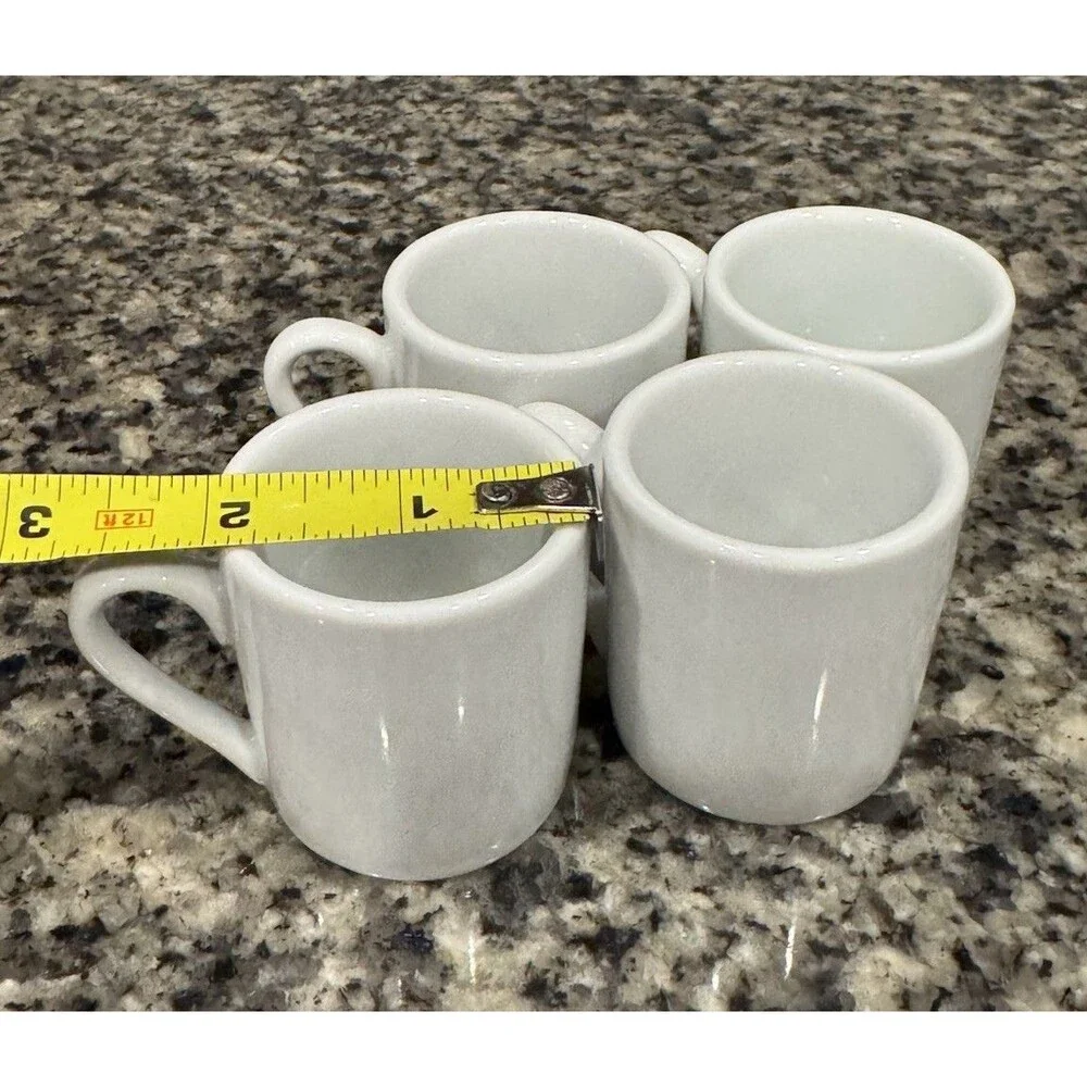 Sur La Table White Demitasse Espresso Cups 2 Oz Mini Mug Fine Porcelain Set of 4